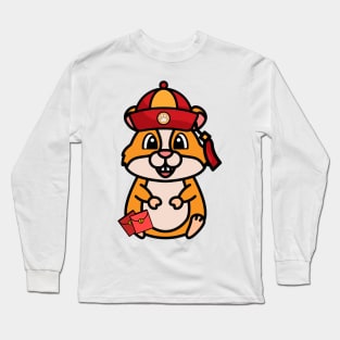 Funny hamster celebrates lunar new year Long Sleeve T-Shirt